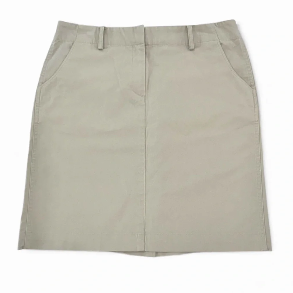 Brooks Brothers Khaki Cotton Chino Skirt Size 10 Mini Pencil Pockets